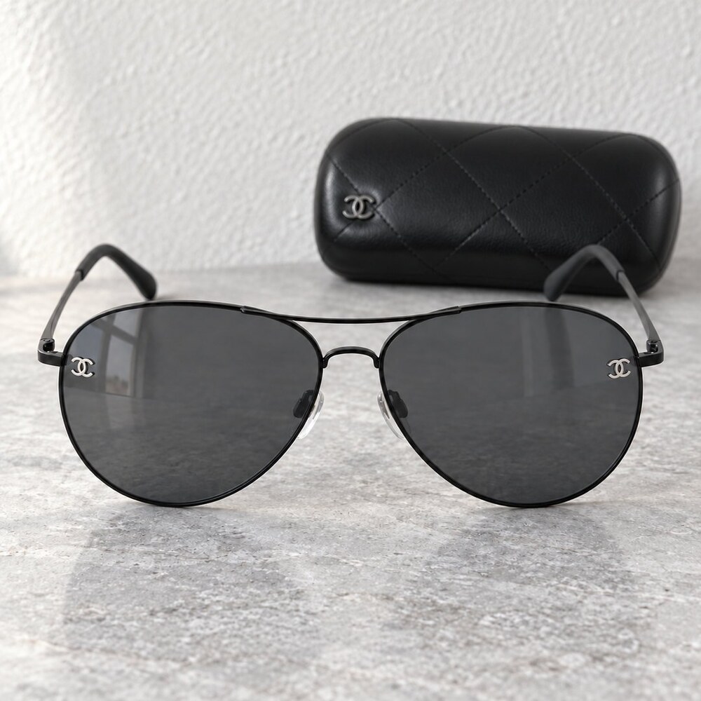 Chanel Black Aviator Sunglasses